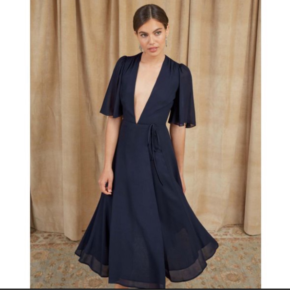 Reformation Rhodes Dress in Navy NWT XS